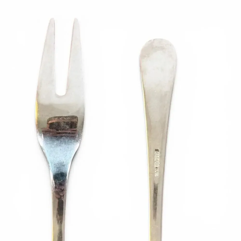 Solingen 18/10 Stainless Steel VTG Set of 2 Gold Swirl Appetizer Cocktail Forks